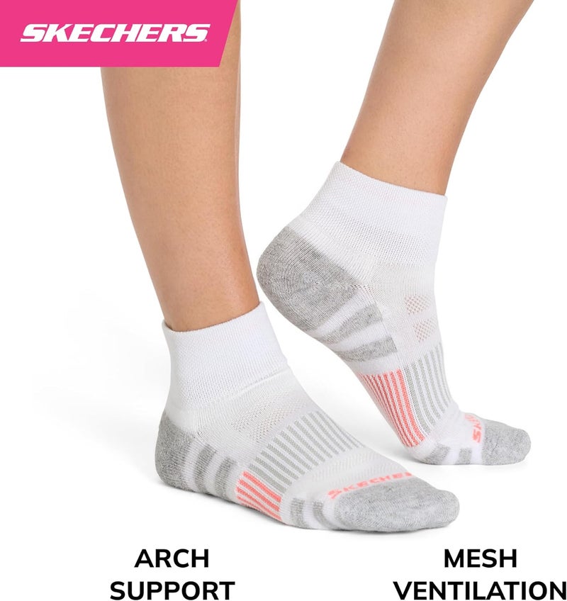 SKECHERS جوارب نسائية عالية الربع من مجموعة العمل 8 قطع، مع وسادة إضافية وتهوية شبكية - Image 3